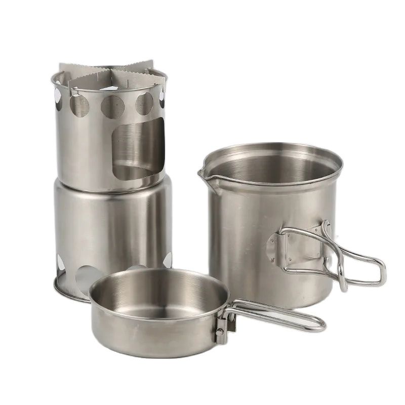 Camping Wood Stove Pot Set Pic - مراجعة Camping Double Cooking Stove وسعره