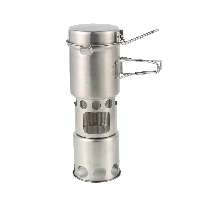 Camping Wood Stove Pot Set Pic - مراجعة Camping Double Cooking Stove وسعره