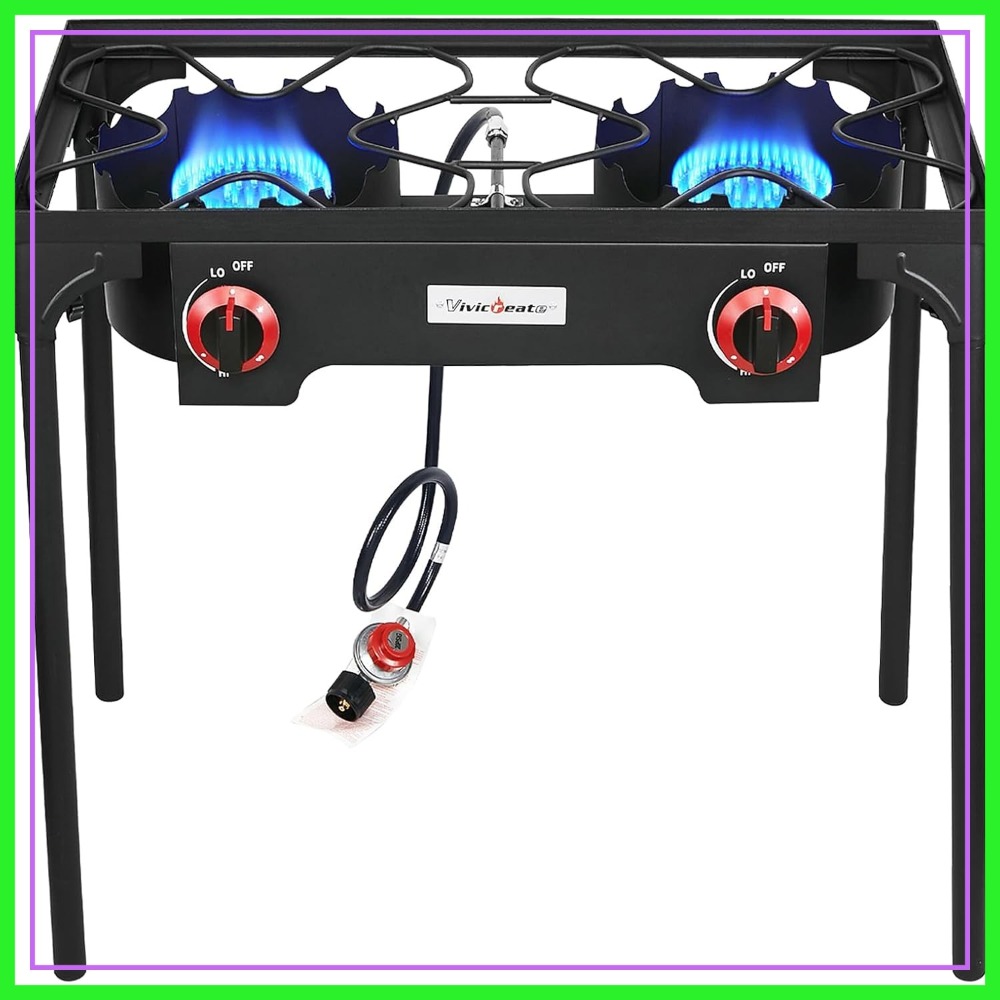 Portable Propane Grill 2 Burne - مراجعة Camping Double Cooking Stove وسعره