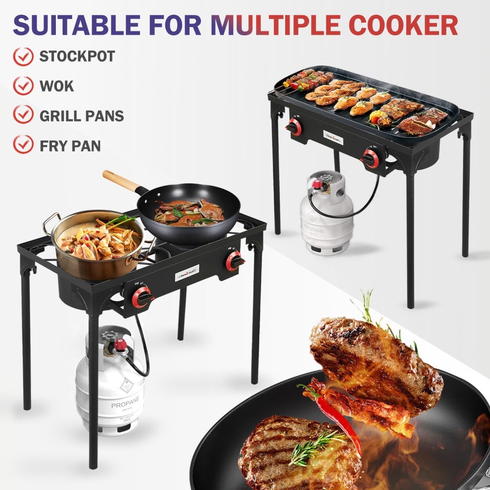 Portable Propane Grill 2 Burne - مراجعة Camping Double Cooking Stove وسعره