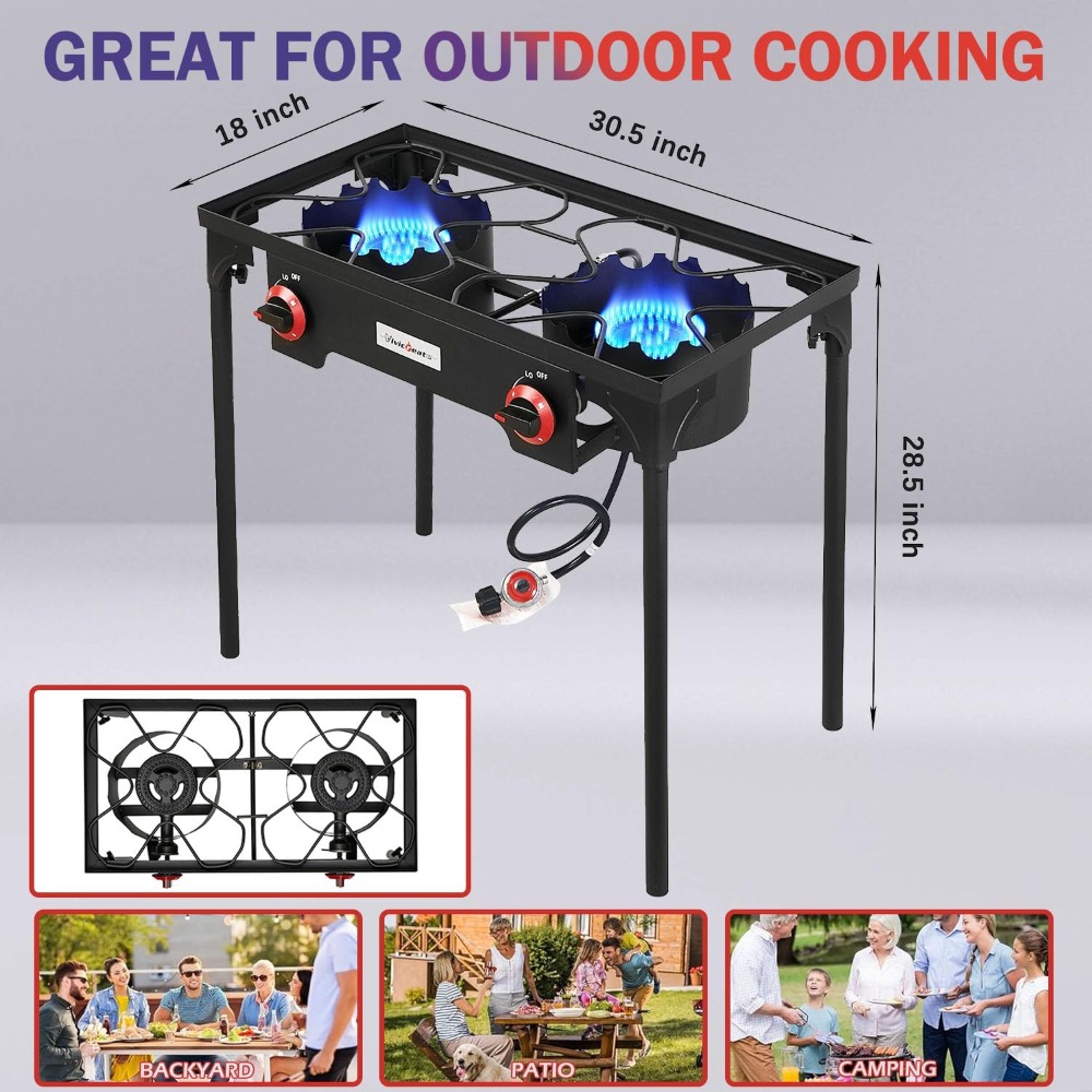 Portable Propane Grill 2 Burne - مراجعة Camping Double Cooking Stove وسعره