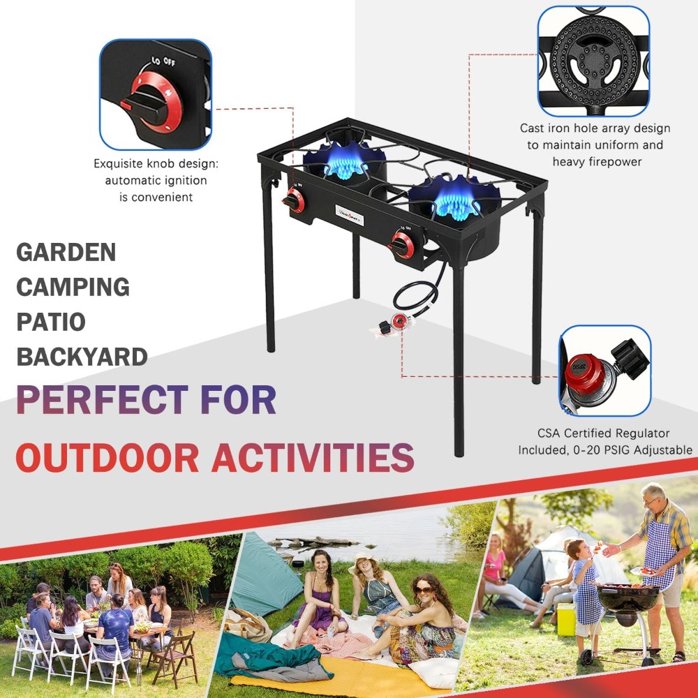 Portable Propane Grill 2 Burne - مراجعة Camping Double Cooking Stove وسعره