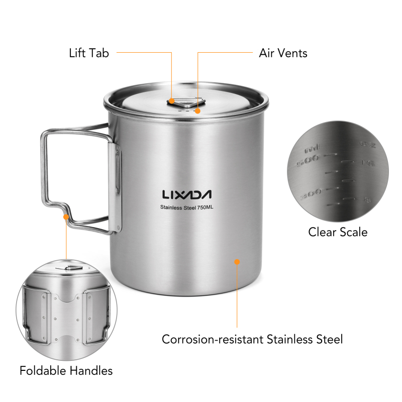 Lixada 750ml Cup Outdoor Stain - مراجعة Camping Cooking Roll وسعره