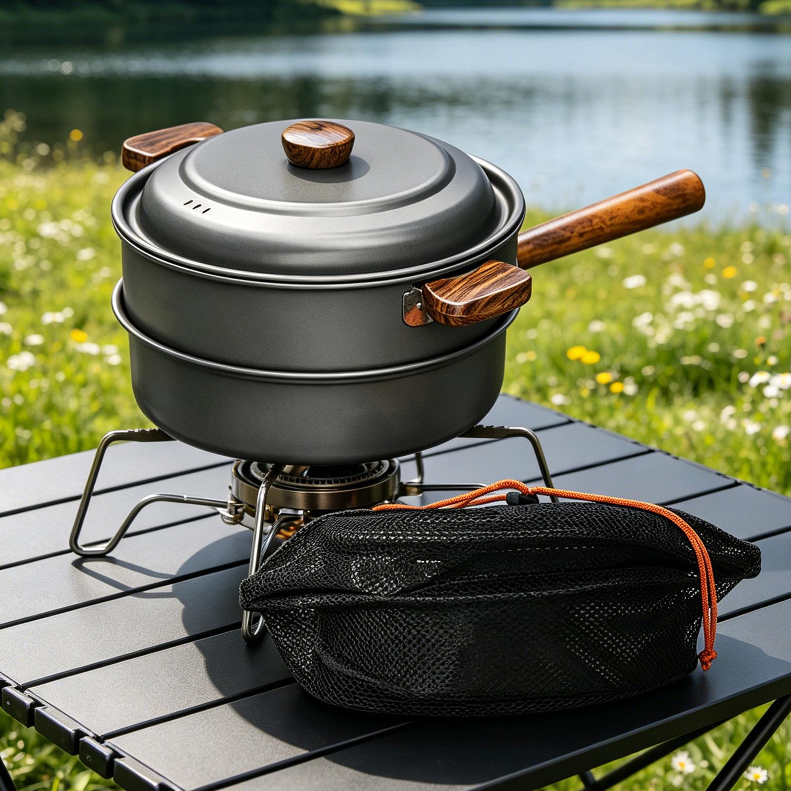 Camping Pot Portable Large Lig - مراجعة Camping Double Cooking Stove وسعره