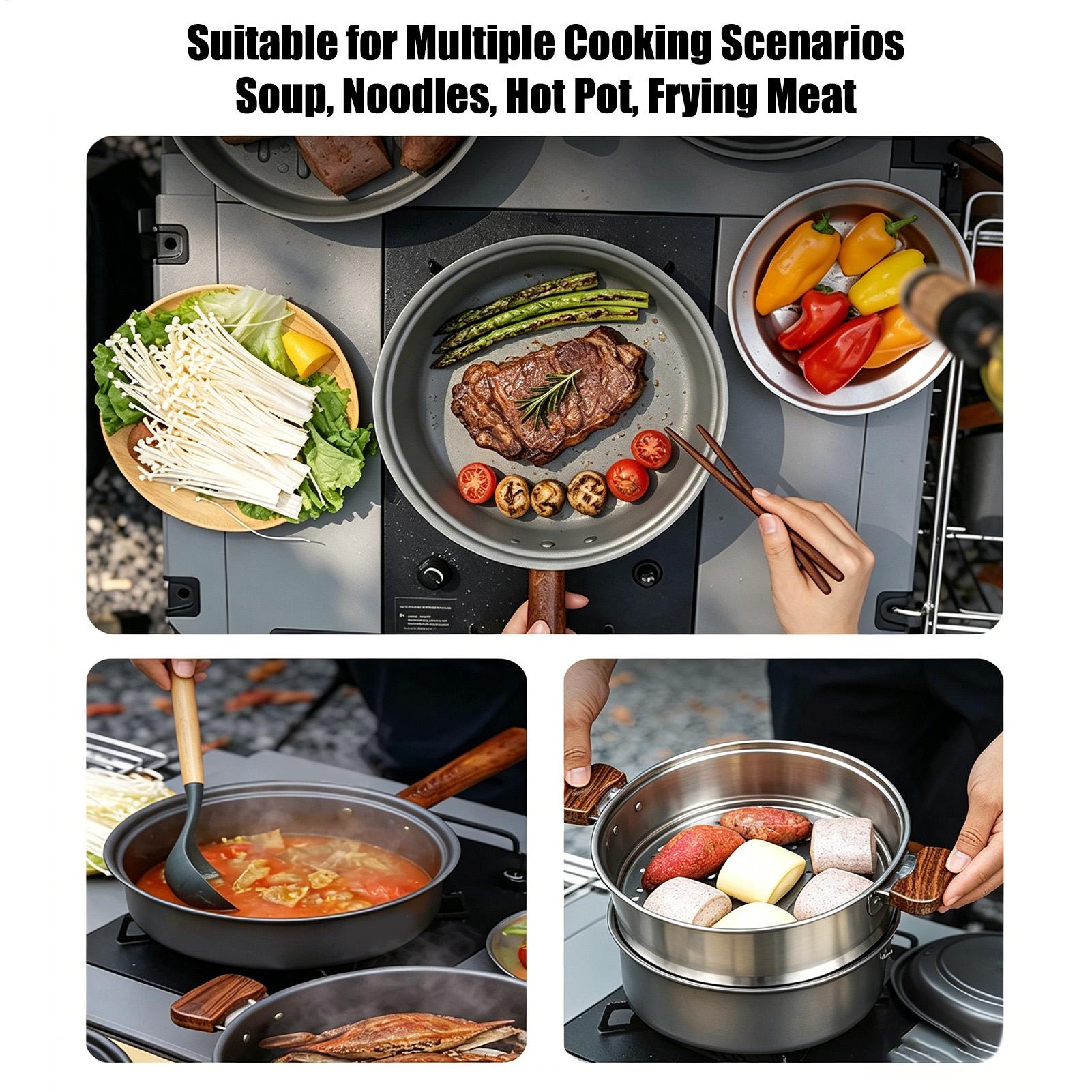 Camping Pot Portable Large Lig - مراجعة Camping Double Cooking Stove وسعره