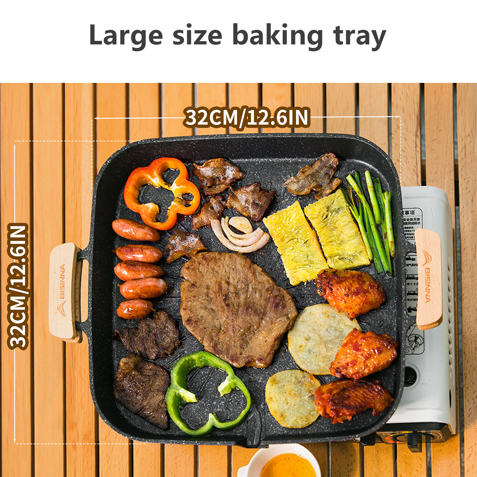 BISINNA Square BBQ Grill Pan N - مراجعة Camping Cooking Pot وسعره