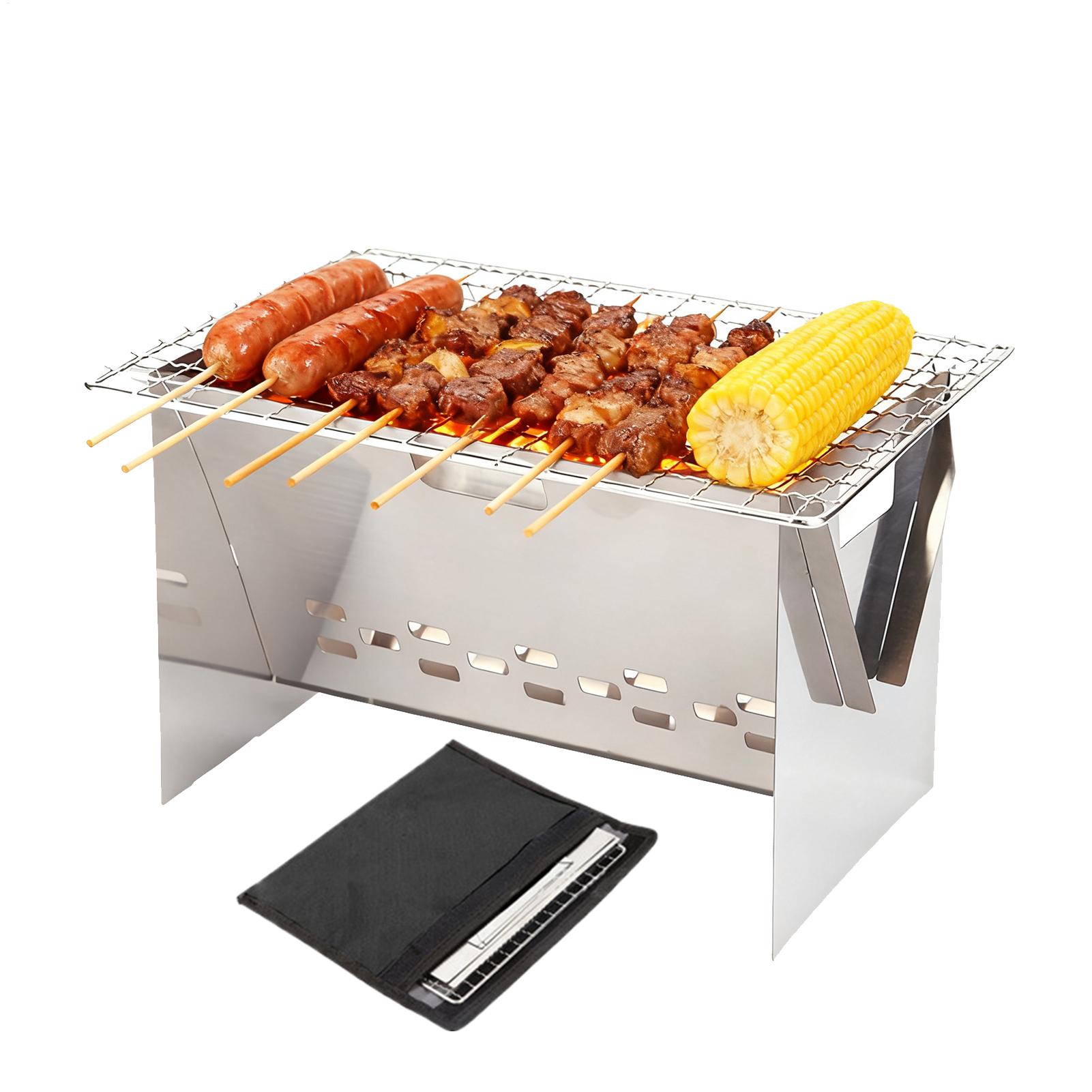 Stainless steel Charcoal Grill - مراجعة Camping Cooking Fire Pit وسعره