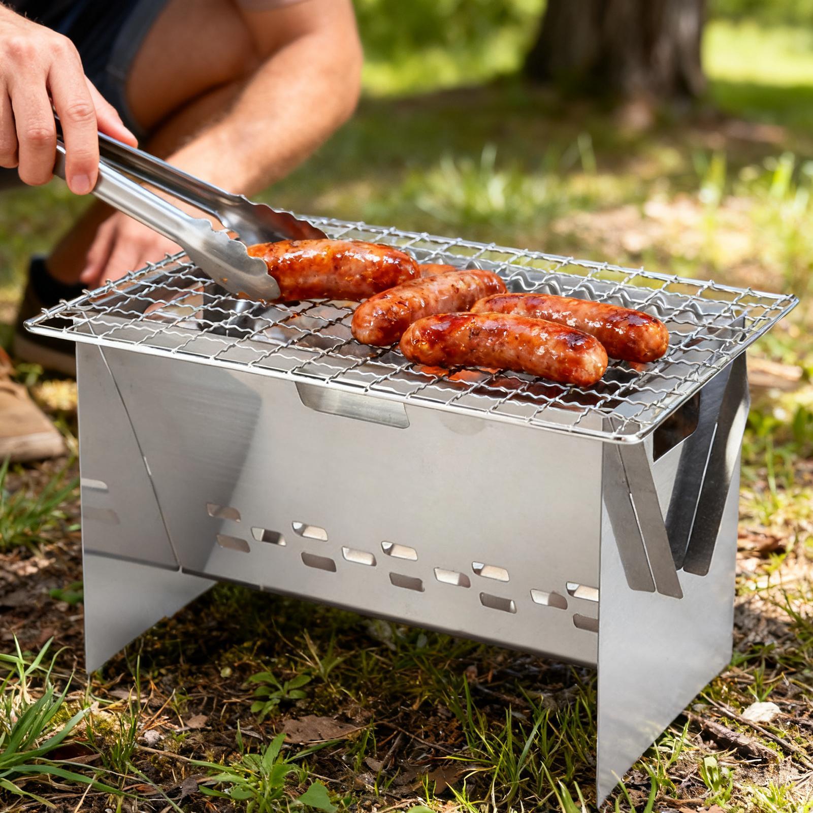 Stainless steel Charcoal Grill - مراجعة Camping Cooking Fire Pit وسعره