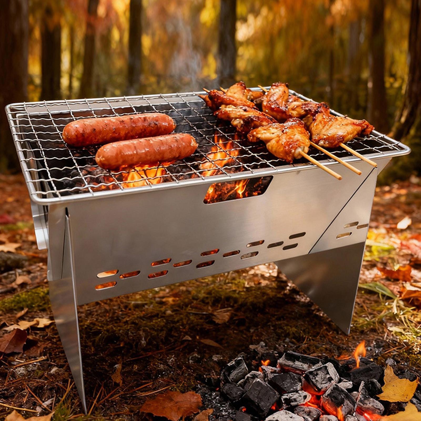 Stainless steel Charcoal Grill - مراجعة Camping Cooking Fire Pit وسعره