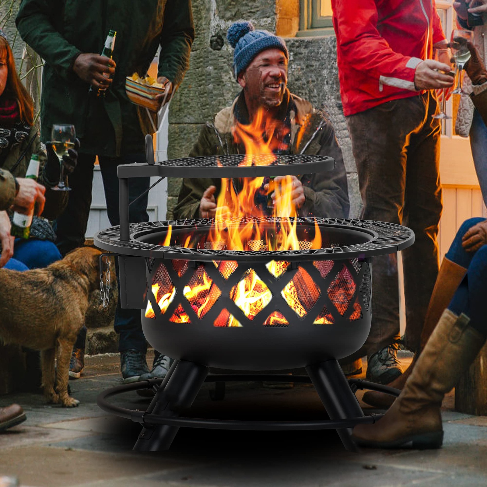Large Outdoor Wood Burning Fir - مراجعة Camping Cooking Fire Pit وسعره
