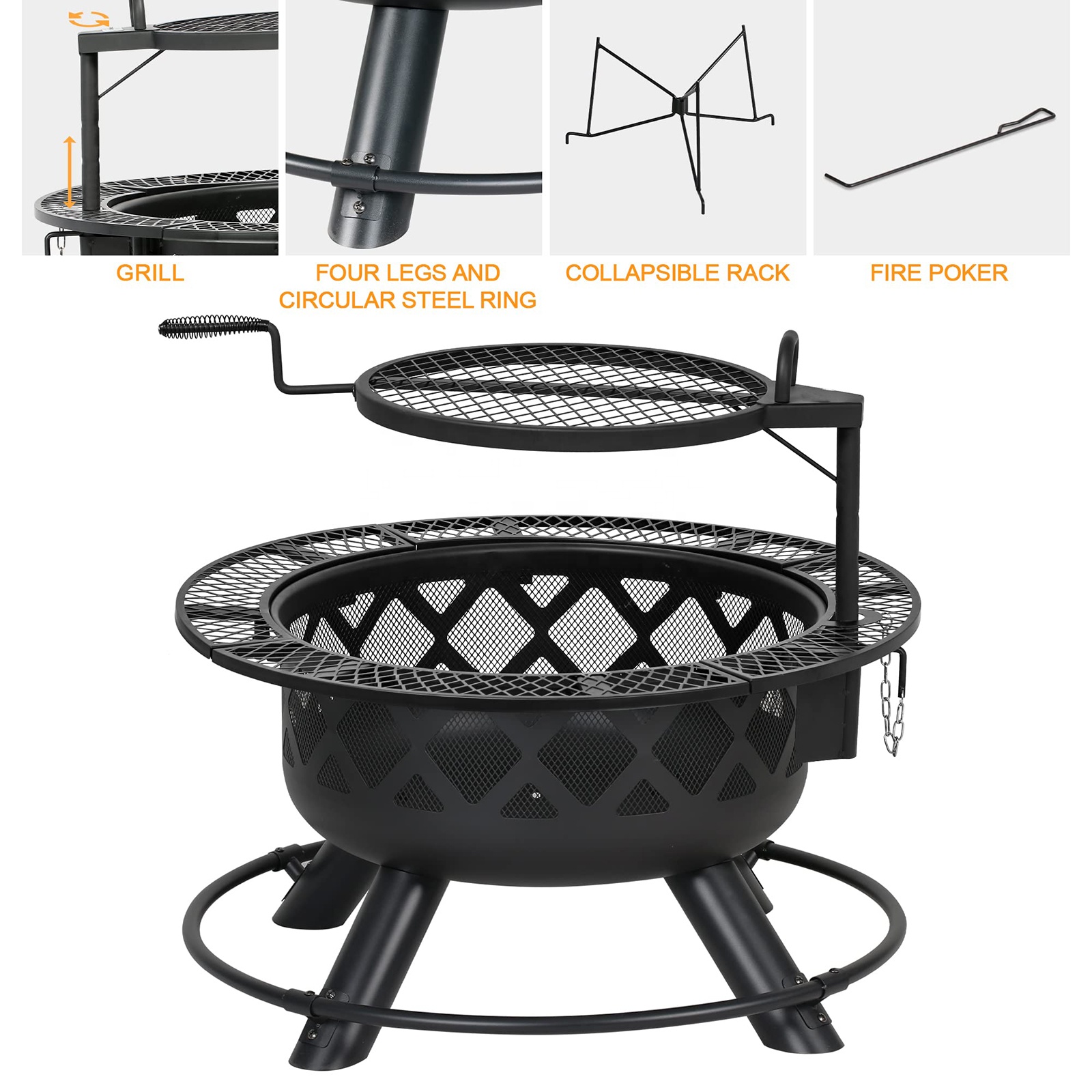 Large Outdoor Wood Burning Fir - مراجعة Camping Cooking Fire Pit وسعره