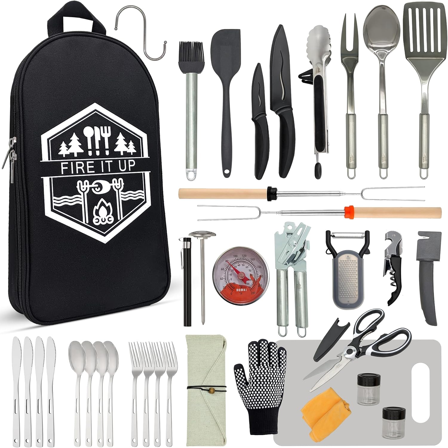 35-Piece Camping Cooking Utens - مراجعة Camping Cooking Essentials Kit وسعره