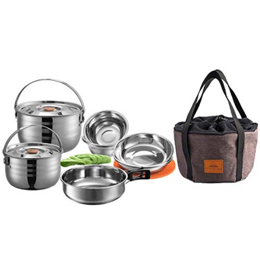 CAMPINGMOON Camping Cookware S - مراجعة Camping Cooking Mess Kit وسعره