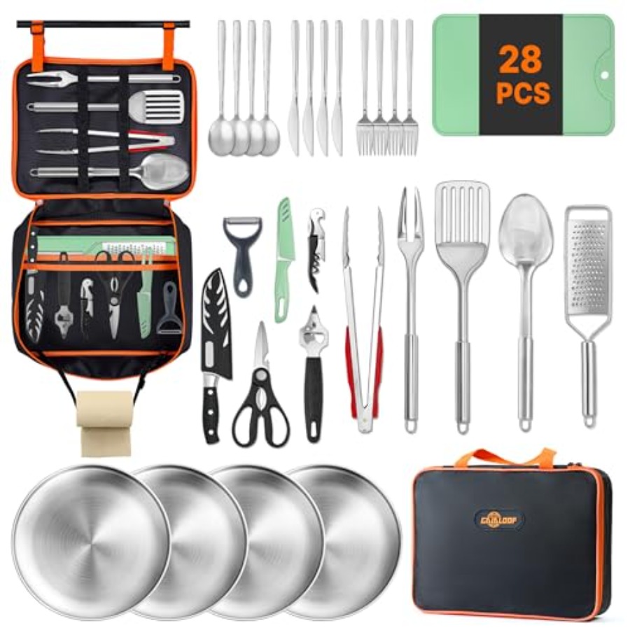Portable Camping Cooking Utens - مراجعة Camping Cooking Essentials Kit وسعره