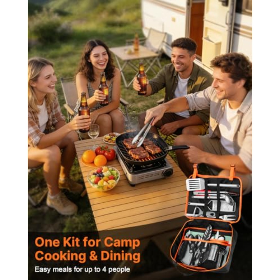 Portable Camping Cooking Utens - مراجعة Camping Cooking Essentials Kit وسعره