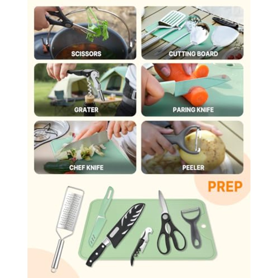 Portable Camping Cooking Utens - مراجعة Camping Cooking Essentials Kit وسعره