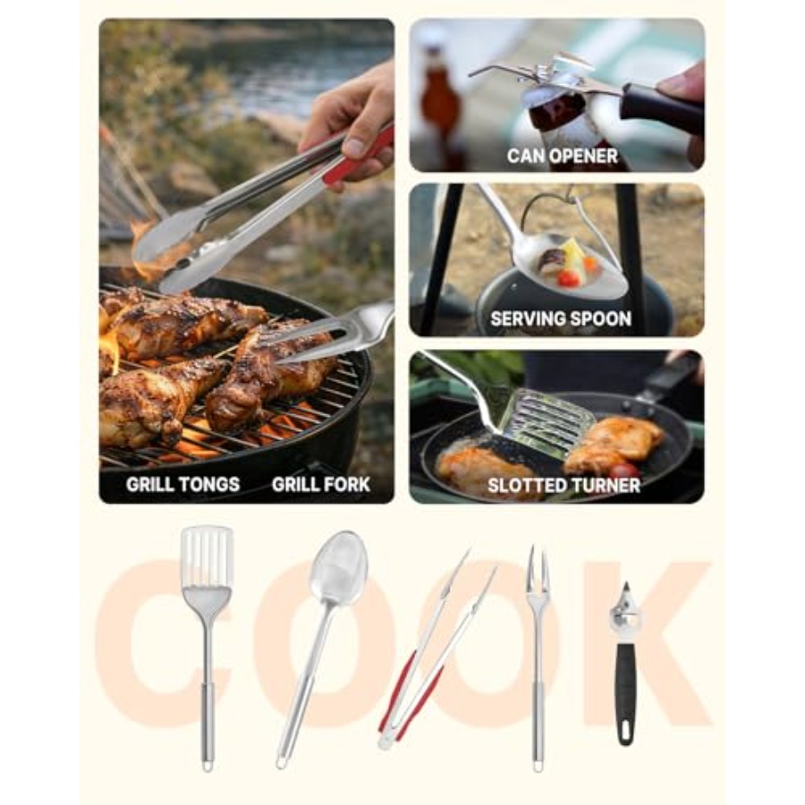 Portable Camping Cooking Utens - مراجعة Camping Cooking Essentials Kit وسعره