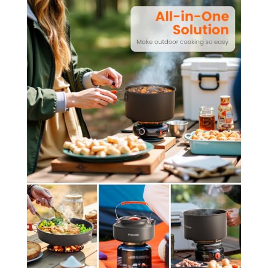 21Pcs Camping Cookware Mess Ki - مراجعة Camping Cooking Essentials Kit وسعره