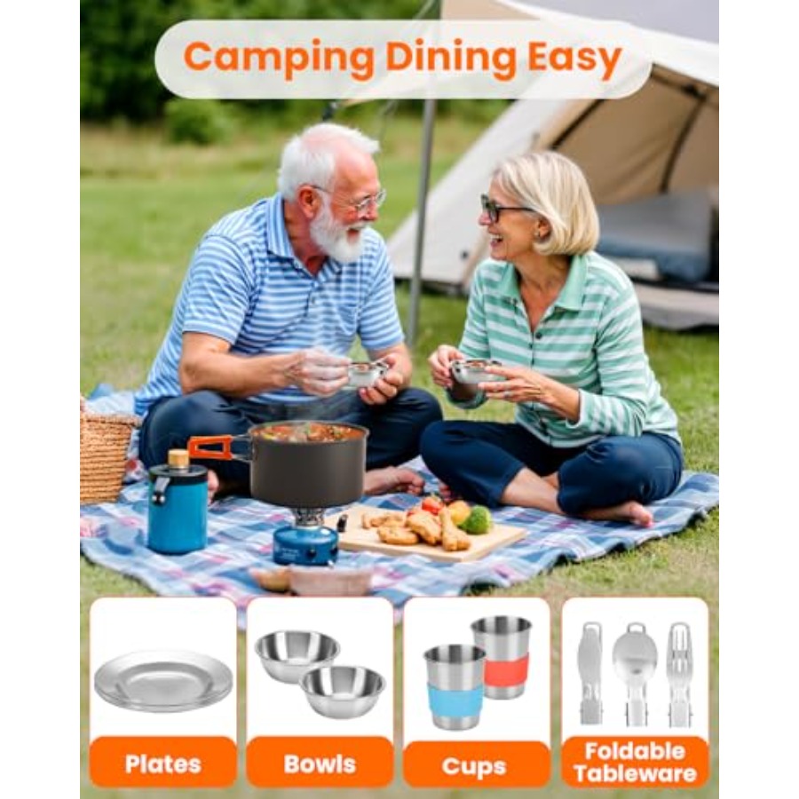 21Pcs Camping Cookware Mess Ki - مراجعة Camping Cooking Essentials Kit وسعره