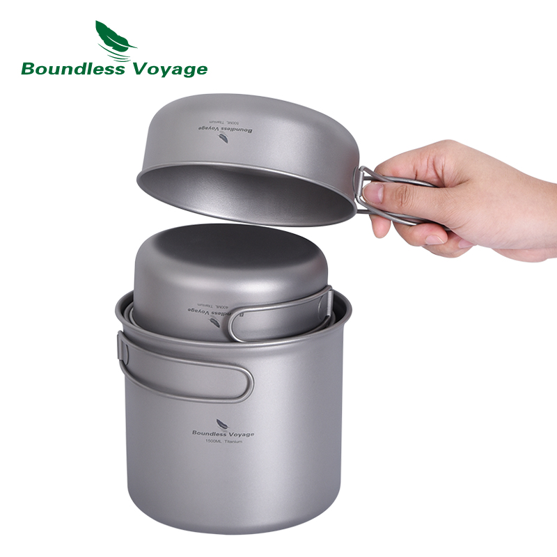 Boundless Voyage Titanium Pot  - مراجعة Camping Cooking Mess Kit وسعره
